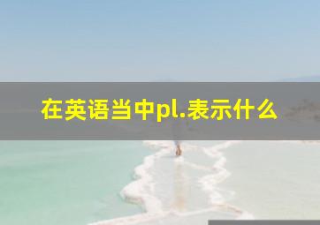 在英语当中pl.表示什么