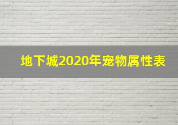 地下城2020年宠物属性表