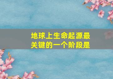 地球上生命起源最关键的一个阶段是