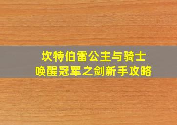 坎特伯雷公主与骑士唤醒冠军之剑新手攻略