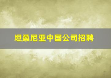 坦桑尼亚中国公司招聘