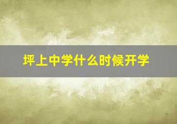 坪上中学什么时候开学