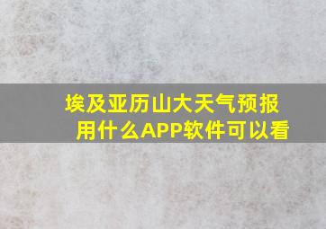 埃及亚历山大天气预报用什么APP软件可以看