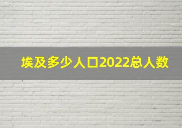 埃及多少人口2022总人数