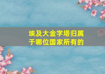 埃及大金字塔归属于哪位国家所有的