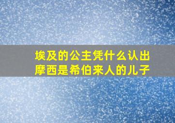 埃及的公主凭什么认出摩西是希伯来人的儿子