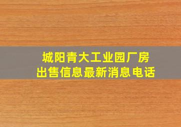 城阳青大工业园厂房出售信息最新消息电话