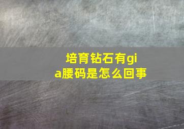 培育钻石有gia腰码是怎么回事