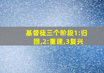 基督徒三个阶段1:归回,2:重建,3复兴