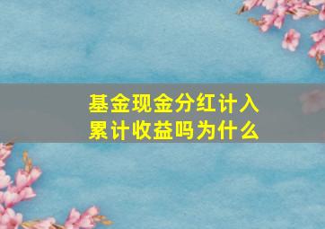 基金现金分红计入累计收益吗为什么