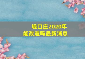 堤口庄2020年能改造吗最新消息