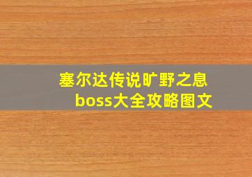 塞尔达传说旷野之息boss大全攻略图文