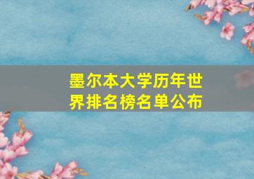 墨尔本大学历年世界排名榜名单公布