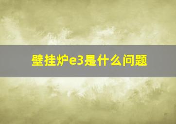 壁挂炉e3是什么问题