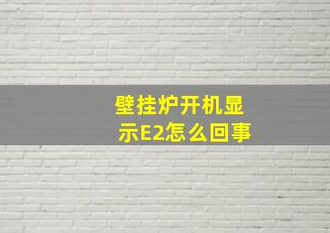 壁挂炉开机显示E2怎么回事