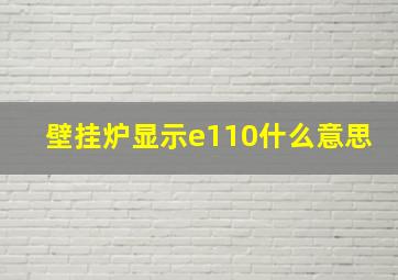 壁挂炉显示e110什么意思