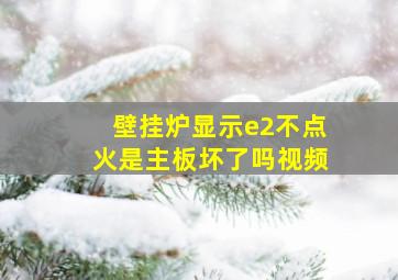 壁挂炉显示e2不点火是主板坏了吗视频