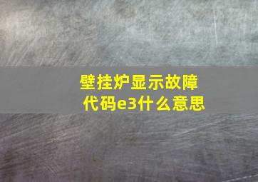 壁挂炉显示故障代码e3什么意思