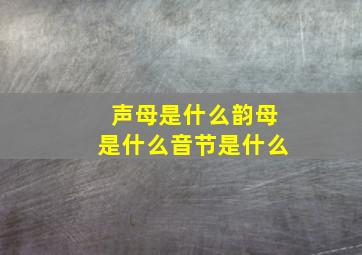 声母是什么韵母是什么音节是什么