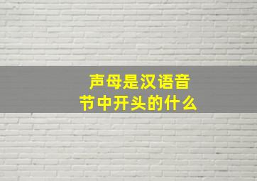 声母是汉语音节中开头的什么