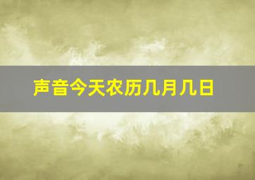 声音今天农历几月几日