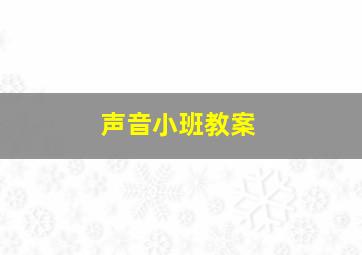 声音小班教案