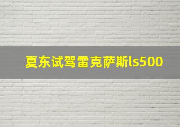 夏东试驾雷克萨斯ls500