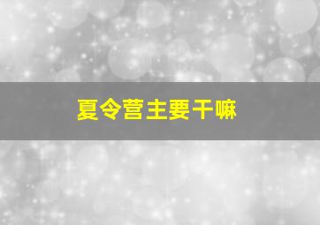 夏令营主要干嘛