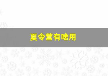 夏令营有啥用