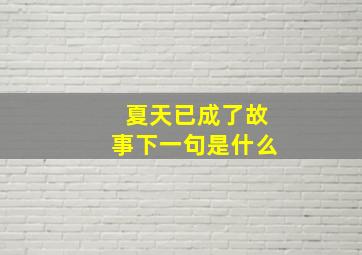 夏天已成了故事下一句是什么