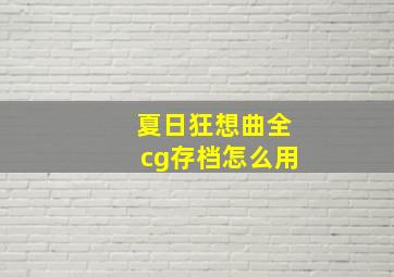 夏日狂想曲全cg存档怎么用