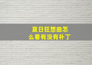 夏日狂想曲怎么看有没有补丁