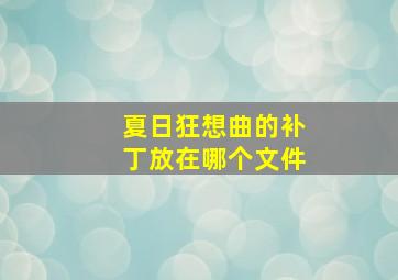 夏日狂想曲的补丁放在哪个文件