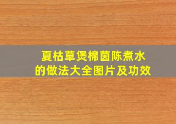 夏枯草煲棉茵陈煮水的做法大全图片及功效