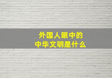 外国人眼中的中华文明是什么