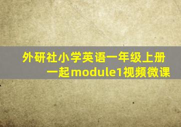 外研社小学英语一年级上册一起module1视频微课