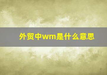 外贸中wm是什么意思