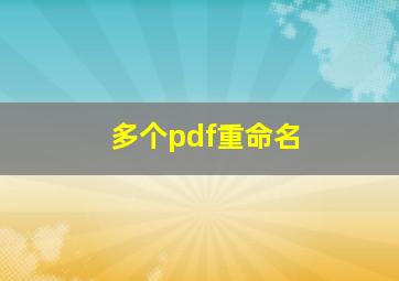 多个pdf重命名