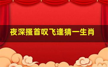 夜深搔首叹飞逢猜一生肖