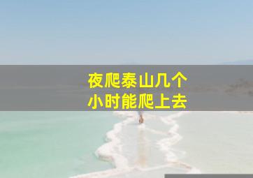 夜爬泰山几个小时能爬上去