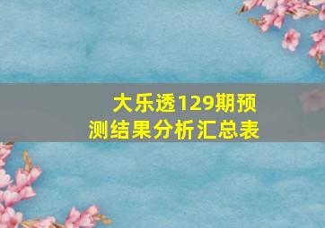 大乐透129期预测结果分析汇总表