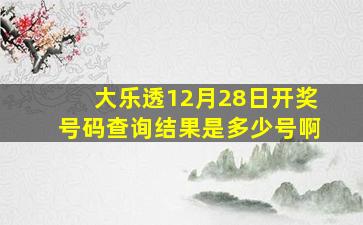 大乐透12月28日开奖号码查询结果是多少号啊