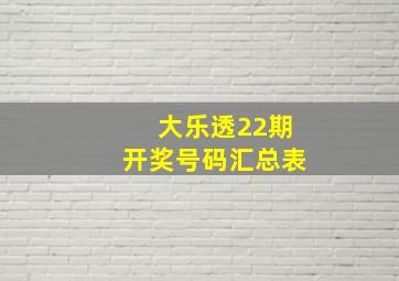 大乐透22期开奖号码汇总表