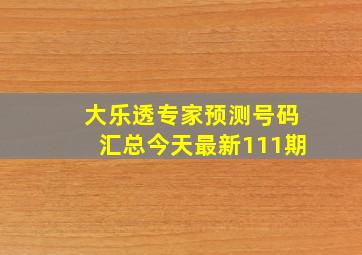 大乐透专家预测号码汇总今天最新111期