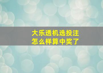 大乐透机选投注怎么样算中奖了