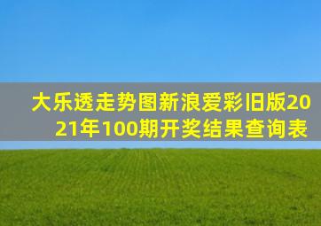 大乐透走势图新浪爱彩旧版2021年100期开奖结果查询表