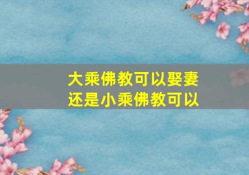 大乘佛教可以娶妻还是小乘佛教可以