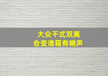 大众干式双离合变速箱有哨声