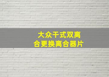 大众干式双离合更换离合器片