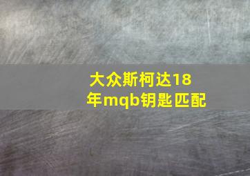 大众斯柯达18年mqb钥匙匹配